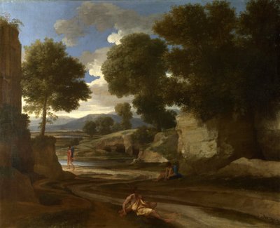 Landscape with Travellers Resting by Nicolas Poussin